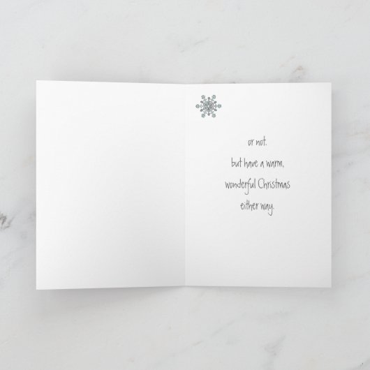 雪の冬の雪の結晶をおもしろいクリスマスフクロウ シーズンカード (内部)