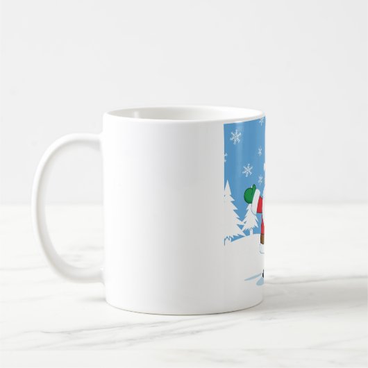 雪の冬の風景のサンタクロース コーヒーマグカップ (左)