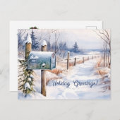 雪の冬の風景の休日のグリーティングポストカード シーズンポストカード (正面/裏面)