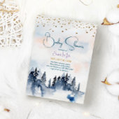 雪の冬の風景の少年の赤ちゃんシャワー 招待状