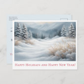 雪の冬の風景ホリディグリーティングハガキ シーズンポストカード (正面/裏面)