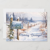 雪の冬の風景ホリデーグリーティングカード サンキューカード (正面)