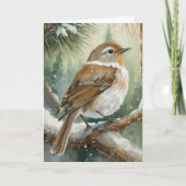 雪の冬の鳥 現代アート カード (正面)