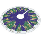 雪の冬の鹿の森のクリスマス ブラッシュドポリエステルツリースカート (アングル)