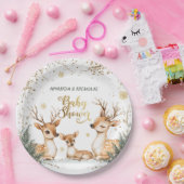 雪の冬の鹿の赤ちゃんシャワー ペーパープレート (パーティー)