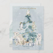 雪の冬クリスマスツリー シーズンカード (正面/裏面)