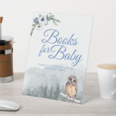 雪の冬フクロウ赤ちゃんシャワーベビーブックテーブルサイン 台座サイン (インサイチュ)