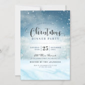 雪の冬ワンダーランドクリスマスディナーパーティー マグネット招待状 (正面)