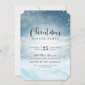 雪の冬ワンダーランドクリスマスディナーパーティー 招待状 (正面)