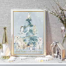 雪の冬ワンダーランド森林動物 ポスター