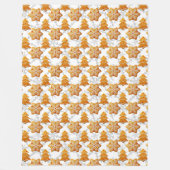 雪の列とクリスマスツリーのクッキー フリースブランケット (正面)