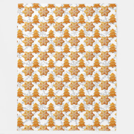 雪の列とクリスマスツリーのクッキー フリースブランケット