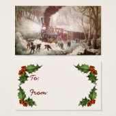 雪の列車クリスマスギフトタグ (正面&裏面)