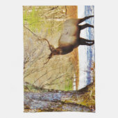 >雪の前面のブルエルク キッチンタオル (縦)