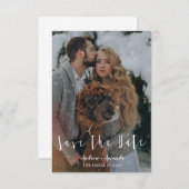 雪の効果で冬の結婚式を保存する セーブザデート (正面/裏面)