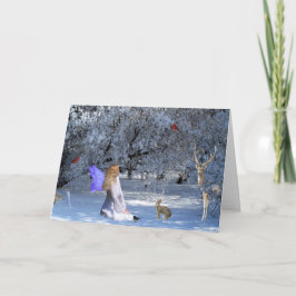 雪の動物との冬至の妖精の国 シーズンカード