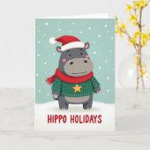雪の動物のクリスマスカード カード (黄色い花)