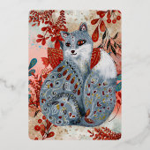 雪の動物　狐　花　ベビーシャワー　ゴールドフォイル 箔招待状 (裏面)