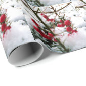 雪の包装紙の赤い果実 ラッピングペーパー (ロールコーナー)