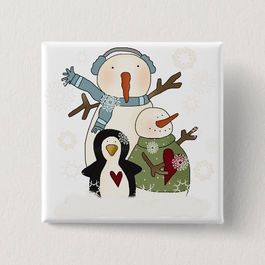 雪の友人の休日Tシャツとギフト 缶バッジ (正面)