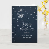 雪の叔母と叔父メリークリスマスカード カード (黄色い花)