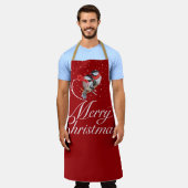 雪の可愛いクリスマス《鳥》アメリカゴガラエプロン エプロン (着用した状態)