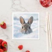 雪の吹きだまりのウサギ スタンダードカクテルナプキン (インサイチュ)