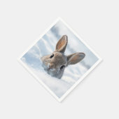 雪の吹きだまりのウサギ スタンダードカクテルナプキン (角)