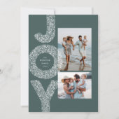 雪の喜び2つの写真の緑のクリスマス シーズンカード (正面)