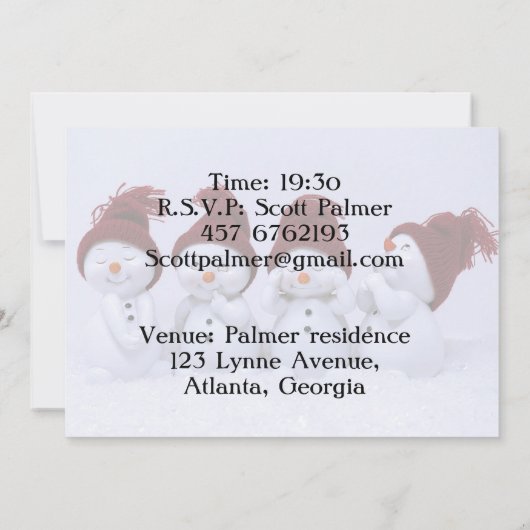 雪の四人組 招待状 (裏面)