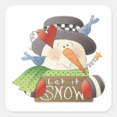 雪の四角いステッカーにする スクエアシール (正面)