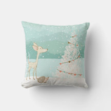 雪の図解入りの、写真付きの多いクリスマス枕