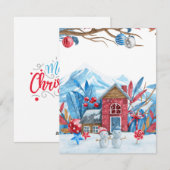 雪の国に住む雪だるま シーズンカード (正面/裏面)