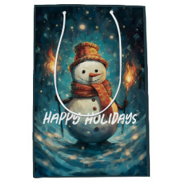 雪の国の伝統的なクリスマスをお楽しみください ミディアムペーパーバッグ