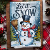 雪の国の雪だるまクリスマス キッチンタオル