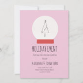 雪の地球のクリスマス パーティー 手描きの木 招待状 (正面)