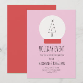 雪の地球のクリスマス パーティー 手描きの木 招待状