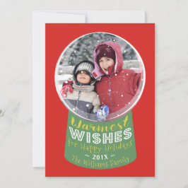 雪の地球の暖かい願いクリスマスフォトカード シーズンカード
