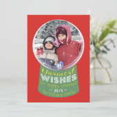 雪の地球の暖かい願いクリスマスフォトカード シーズンカード (スタンド正面)