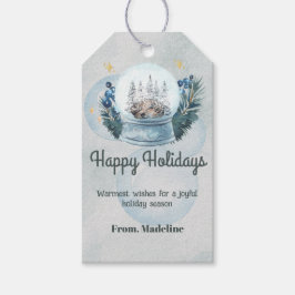 雪の地球の水の色クリスマスの休日のギフトラベル ギフトタグ