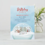雪の地球冬のワンダーランドのクリスマスの誕生日 招待状 (スタンド正面)