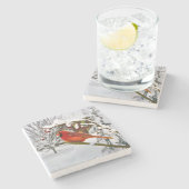 雪の基本的な鳥 ストーンコースター (横)