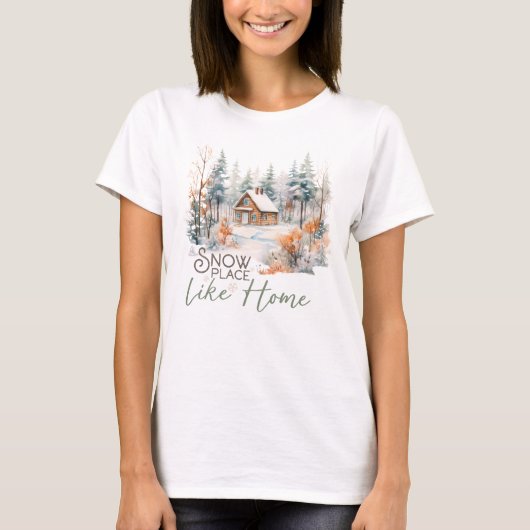 雪の場所のような家 ウィンターTシャツ Tシャツ (正面)