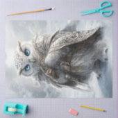 雪の場面で複雑な服装を切り離すホワイトフクロウ 薄葉紙 (クラフト)