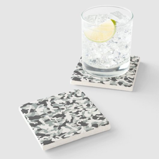 雪の塵カモフラージュ ストーンコースター (横)