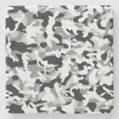 雪の塵カモフラージュ ストーンコースター (正面)