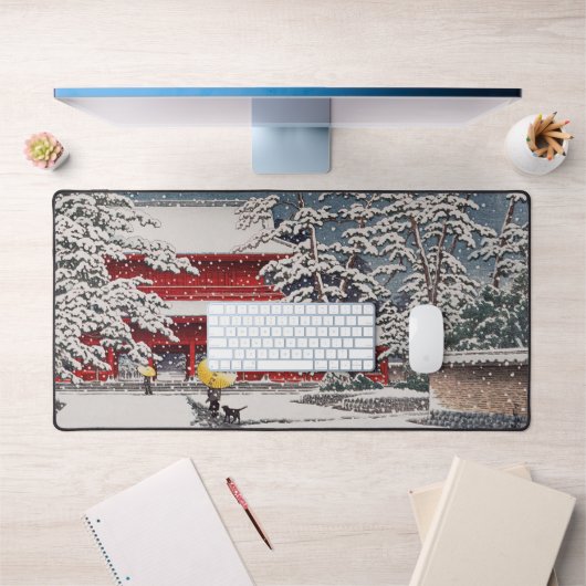 雪の増上寺雪中蔵上寺河瀬蓮井 デスクマット (オフィス1)