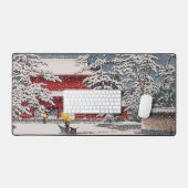 雪の増上寺雪中蔵上寺河瀬蓮井 デスクマット (キーボード&マウス)