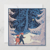雪の夕べの子供たち ヴィンテージ シーズンカード (正面)