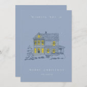 雪の夕べクリスマスカード サンキューカード (正面/裏面)